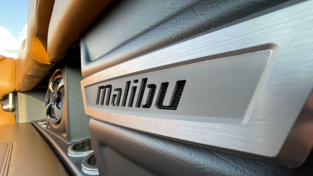 close up photo of boat Malibu M235 from Centex Boat Rentals